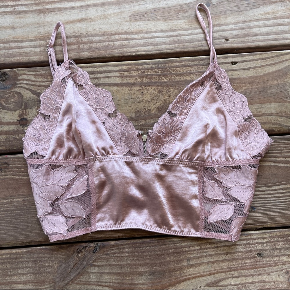 Grace Dusty Rose Satin & Lace Bralette